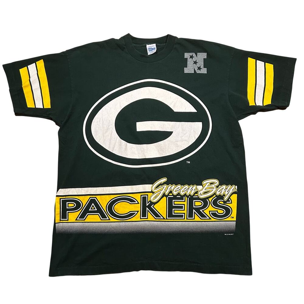 Vintage 90s Salem Sportswear Green Bay Packers T-Shirt Mens XL AOP 1994 USA